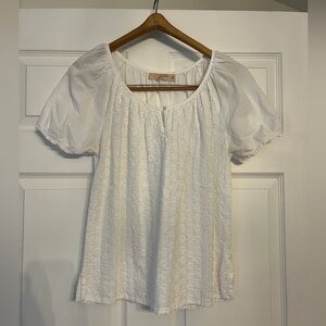 Choices White Eyelet Puff Sleeve Peasant Blouse